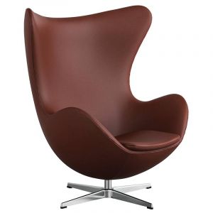 Egg chair in Rust leather with chrome base (1).jpg